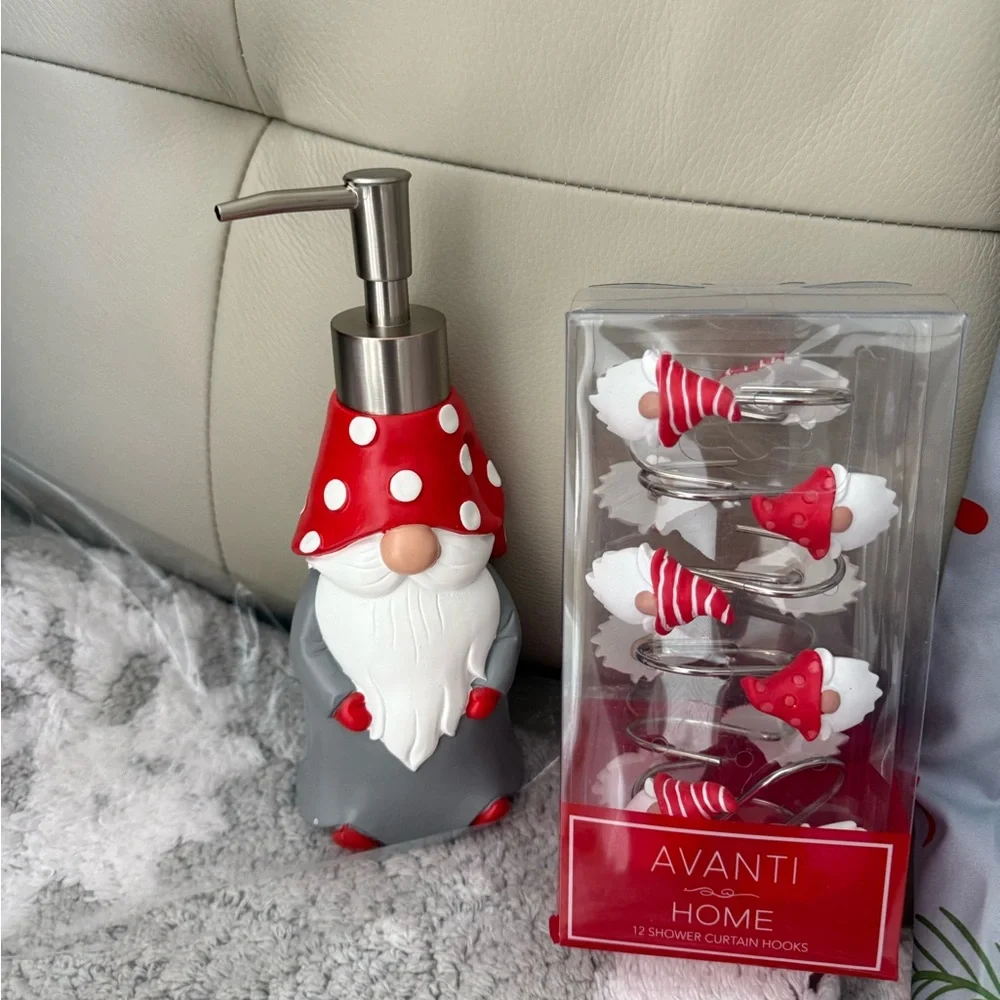 Avanti Holiday Gnome Blanket and Throw Set - Red, Gray, and White